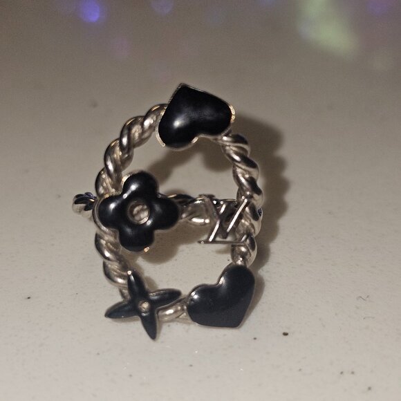 Louis Vuitton Vintage - Metal Bague Sweet Monogram Ring - Silver Black - LV Ring - Picture 1 of 6